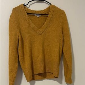 Madewell Wool Blend Mustard Yellow Sweater Long Sleeve V Neck Size Small